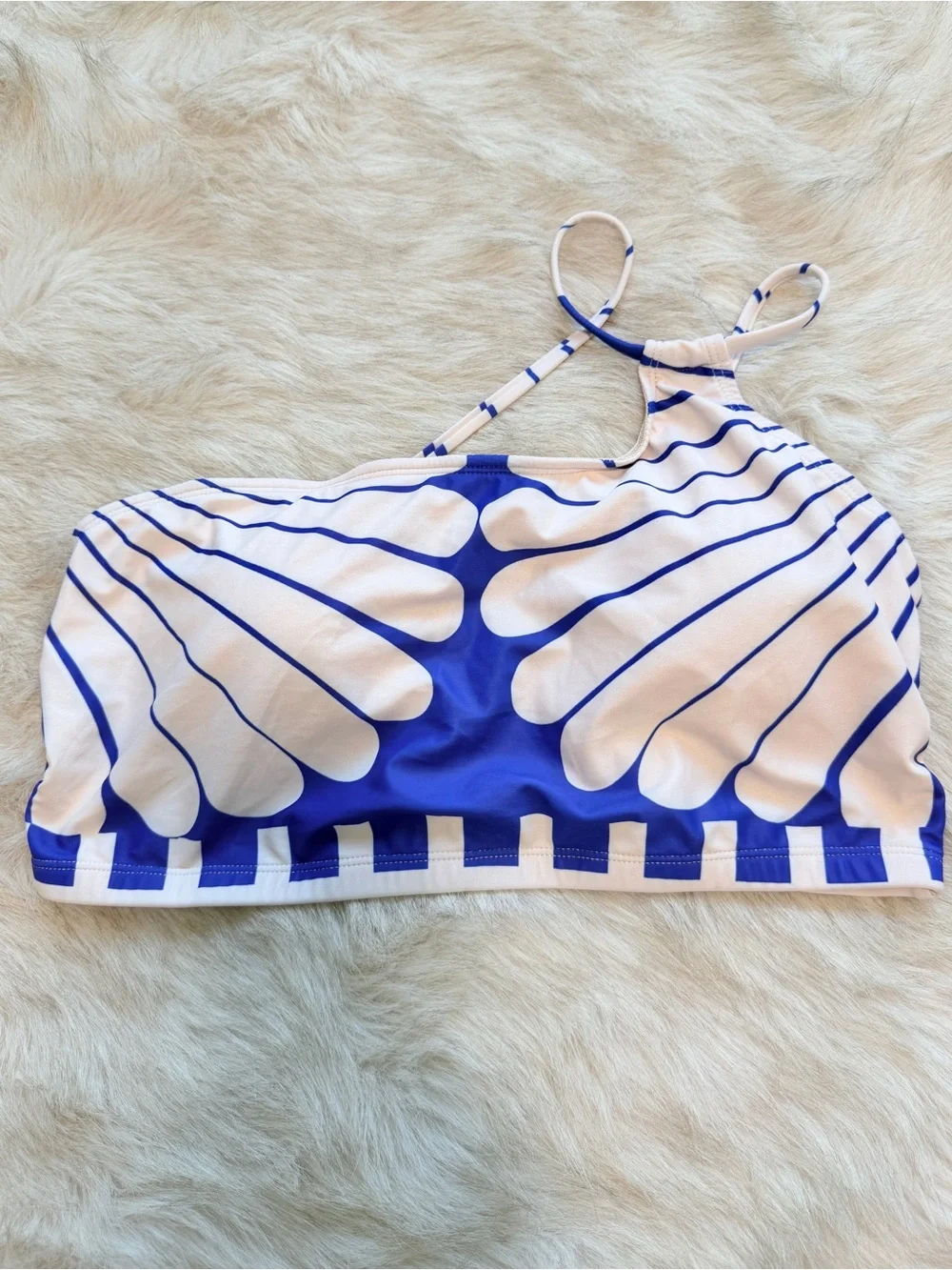 Women's Scallops High Waisted Bikini Sets One Shoulder 2 piece Tummy Control XL